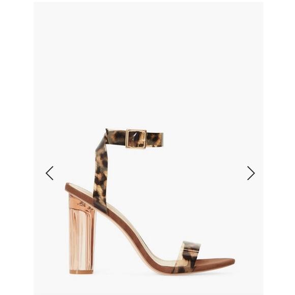 Just Fab Cheetah Print Hanna Transparent Heeled Peep Open Toe Sandal Size 7.5 - Picture 5 of 8